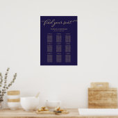 9 Tables Wedding Seding Chart Chic Gold Navy Blue Poster (Keuken)