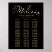 9 Tables Wedding Seding Chart Gold Foil Poster (Voorkant)