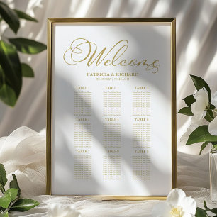 9 Tables Wedding Seding Chart Gold Foil Poster