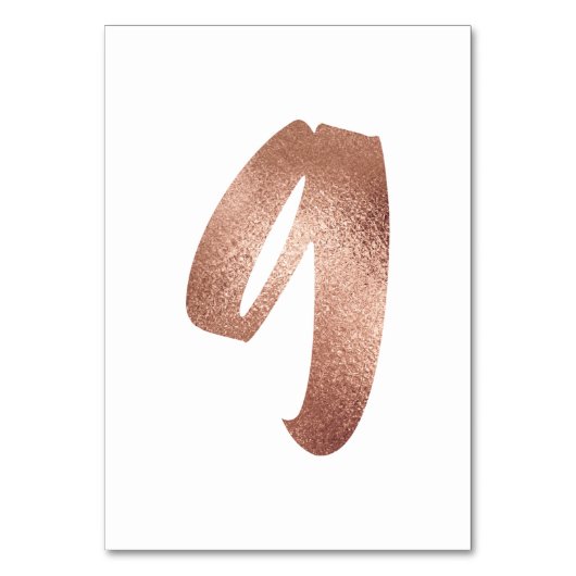 9 Tafel Aantal Witte Metalroze Roze Rood Goud Kaart (Voorkant)