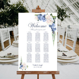 9 Tafel Blauw Wit Rose Bloemen Zitting Grafiek Poster