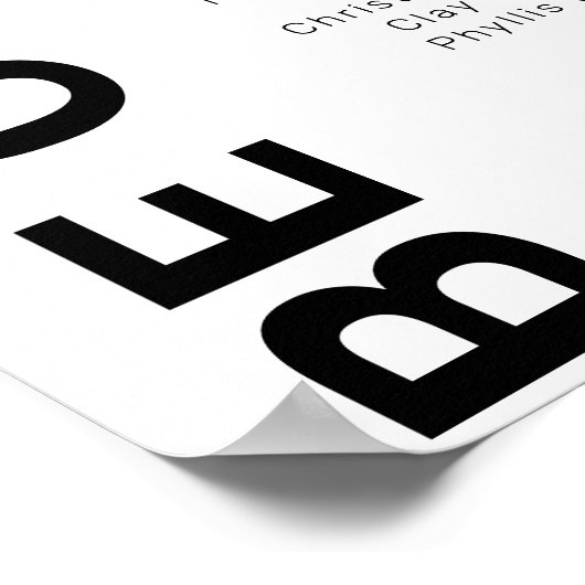 9 tafel Eenvoudige Witte Trouw zitplaatsindeling Poster (Hoek)