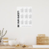 9 tafel Eenvoudige Witte Trouw zitplaatsindeling Poster (Keuken)