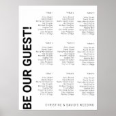 9 tafel Eenvoudige Witte Trouw zitplaatsindeling Poster (Voorkant)