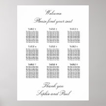 9 Tafel Elegante Minimalistische Zitplaatskaart