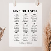 9 tafel grote bruiloft gast zitgrafiek poster