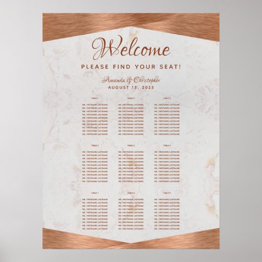 9 Tafel Kopergordel voor bruiloft Poster (Voorkant)