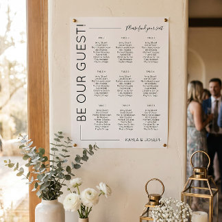 9 tafel Minimalistische trouwstoelindeling sjabloo Poster
