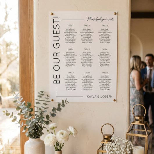 9 tafel Minimalistische trouwstoelindeling sjabloo Poster
