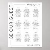 9 tafel Minimalistische trouwstoelindeling sjabloo Poster (Voorkant)