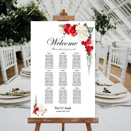 9 Tafel Rood Wit Rose Bloemen Zitting Grafiek Poster