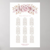 9 Tafel Roze Bloem Bruiloftstoelindeling Poster (Voorkant)