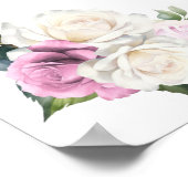 9 Tafel Roze Witte Roos Bloemen Zitting Grafiek Poster (Hoek)