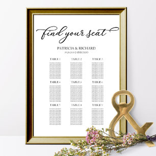 9 Tafel Trouw Stoelenindeling Chic Navy Schrift Poster