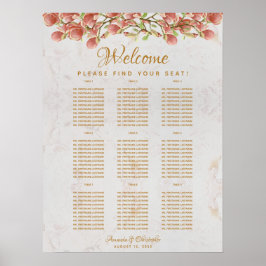 9 Tafel Trouwzaalstoelindeling Roze Magnolia Marme Poster