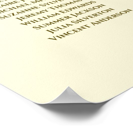 9 Tafel-weduwenkaart crème met gouden vriendjes Poster (Hoek)