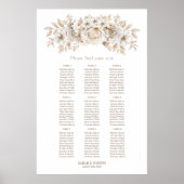 9 Tafel Witte Bloem Bruiloftstoelindeling Grafiek Poster (Voorkant)
