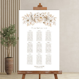 9 Tafel Witte Bloem Bruiloftstoelindeling Grafiek Poster