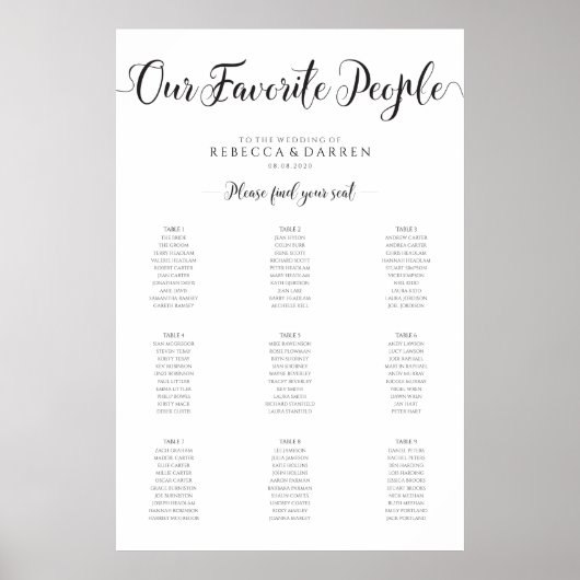 9 Tafelbruiloft - Zitplaatje voor onze favoriete m Poster (Voorkant)
