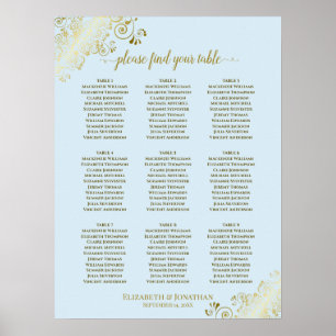 9 Tafelbruinkoolzaaigoed Powder Blue & Gold Poster