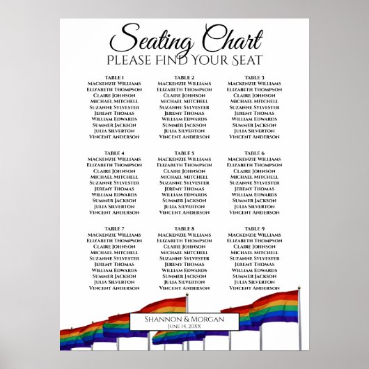 9 Tafelregenboogpride-weduwenkaart Poster (Voorkant)