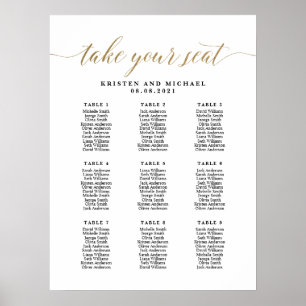 9 Tafels 90 Gasten nemen uw zitplaatskaart Poster
