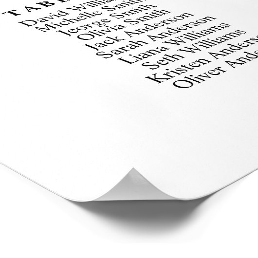 9 Tafels 90 Gasten Vind uw zitplaatskaart Poster (Hoek)