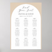 9 Tafels Beige Arch Vind uw zitplaatskaart Poster (Voorkant)