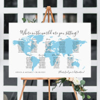9 Tafels Bestemmingen Wereldkaart Zitplaats Chart