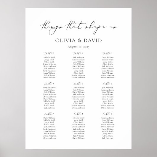 9 Tafels Eenvoudige Dingen die vorm geven ons Zits Poster (Voorkant)