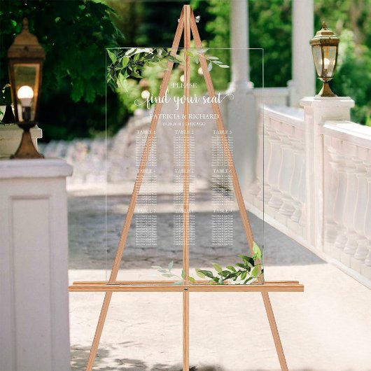 9 Tafels Groen Bruiloft Zitschema Acryl Bord