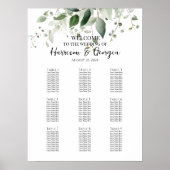 9 tafels groen elegante bruiloft zitgrafiek poster (Voorkant)