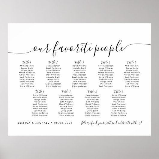 9 Tafels Modern Onze favoriete Mensen Zitgrafiek Poster (Voorkant)