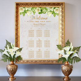 9 Tafels Trouw Stoelindeling Marmer Witte Lelies Poster