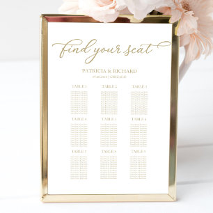 9 Tafels Trouwstoelindeling Chic Gouden Schrift Poster