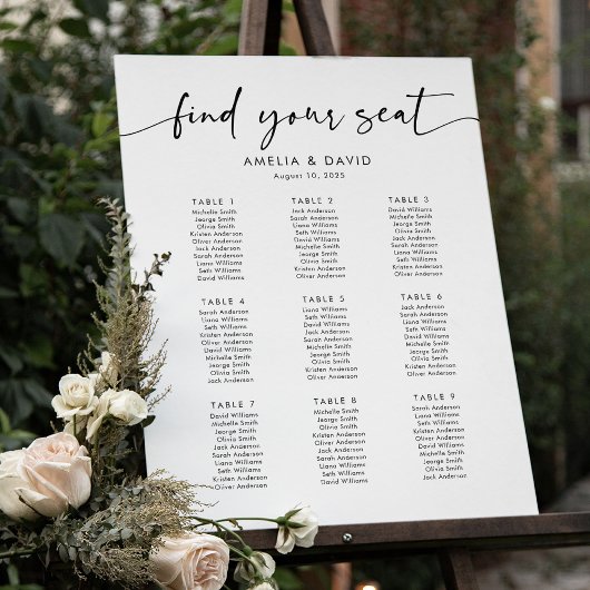 9 Tafels Vind Je Plaats Zitplaatsindeling Poster