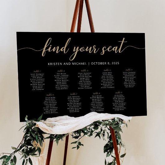 9 Tafels Vind uw Seat Black Zittingkaart Poster