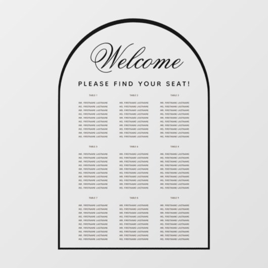 9 Tafelzitgrafiek - Transparante Moderne Boog Raamsticker (Vel)