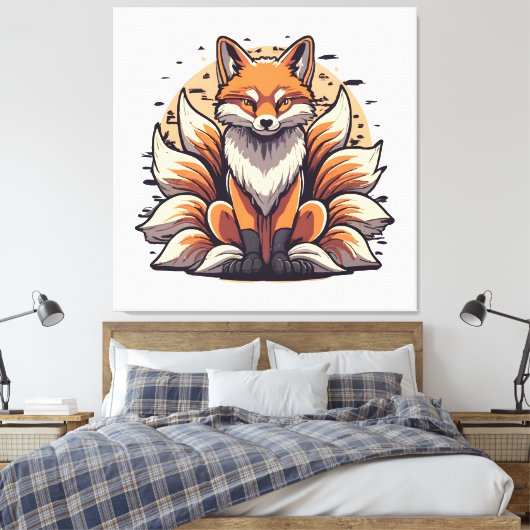 9 Tailed Fox Spirt Canvas Afdruk (Insitu (Slaapkamer))