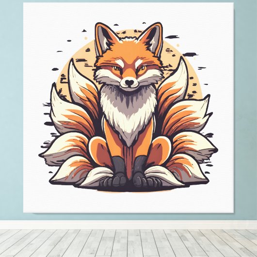 9 Tailed Fox Spirt Canvas Afdruk (Insitu (Houten vloer))