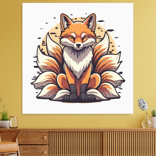 9 Tailed Fox Spirt Canvas Afdruk (Insitu (Woonkamer))