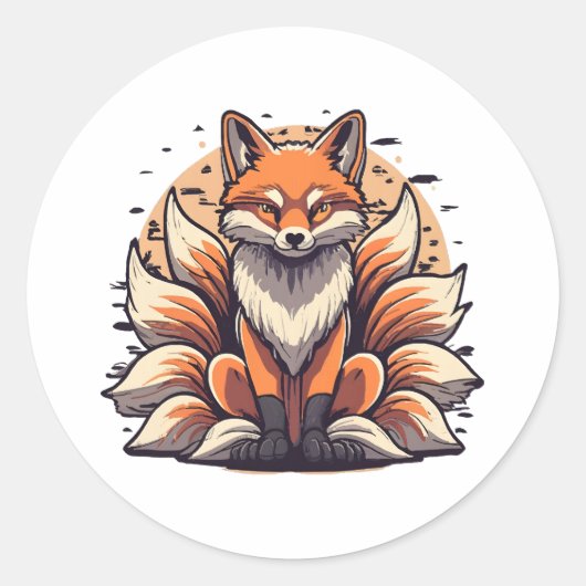 9 Tailed Fox Spirt Ronde Sticker (Voorkant)