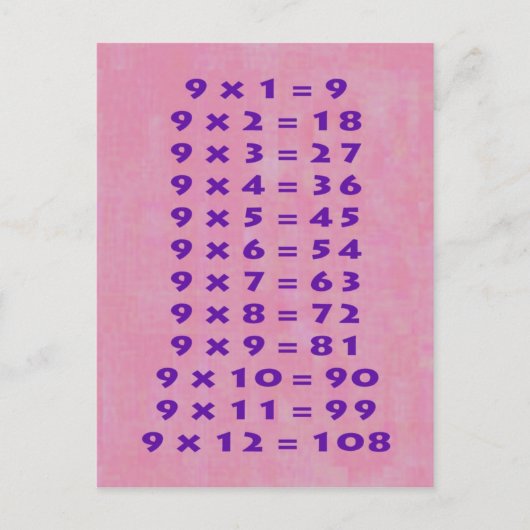 #9 Times Table Collectible Briefkaart (Voorkant)