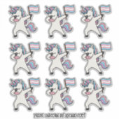 9 Trans Pride Dabbing Eenhoorns met Vlag Sticker (Voorkant)