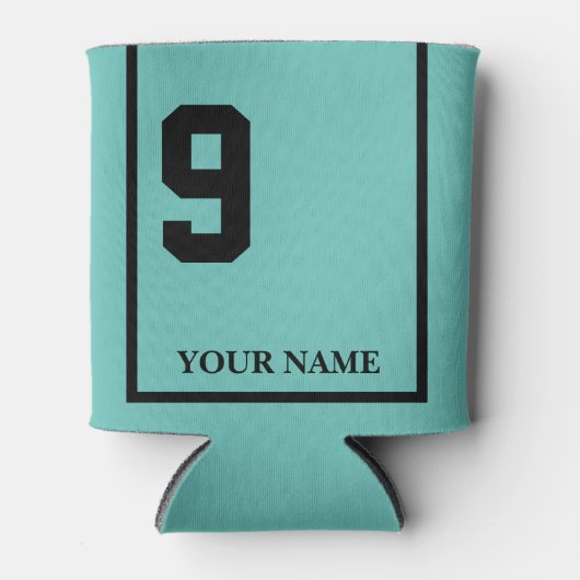 9 Turquoise met zwart paard zadeldeken Custom Blikjeskoeler (Voorkant)