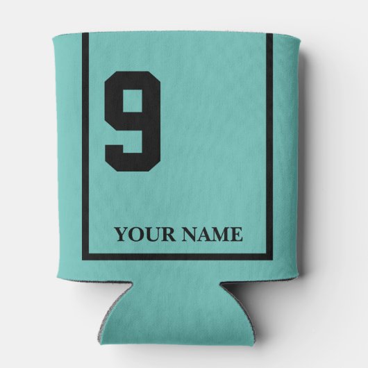 9 Turquoise met zwart paard zadeldeken Custom Blikjeskoeler (Achterkant)