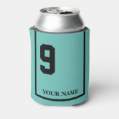 9 Turquoise met zwart paard zadeldeken Custom Blikjeskoeler (Blikje Achterkant)