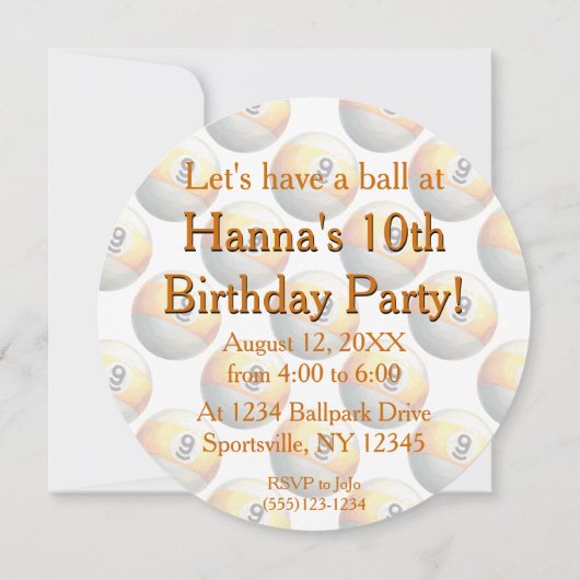 9 Uitnodiging voor ball Party (Achterkant)