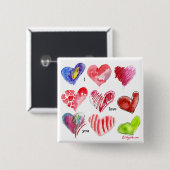 9 Valentijn Harten Pin Vierkante Button 5,1 Cm (Voorkant /achterkant)