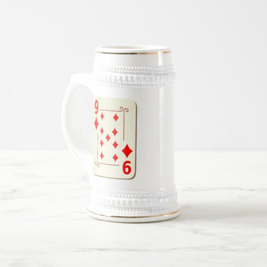 9 van de Diamonds-speelkaart Bierpul (Voorkant links)